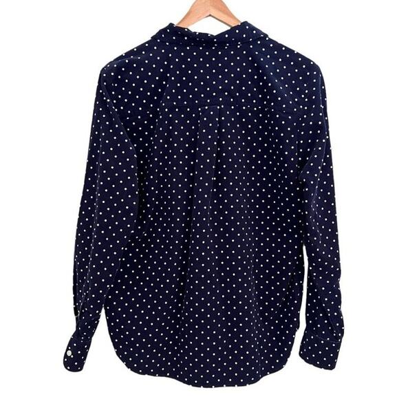 Loft Navy Dotted Button Up Long Sleeve Corduroy Everyday Shirt S Normcore Preppy - Picture 8 of 8